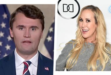 Turning Point USA founder Charlie Kirk, left, and the adult entertainment star Brandi Love, right.