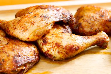 Golden brown barbecued chicken wings