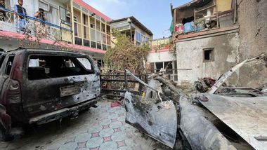 A view of the damage from a drone strike in Kabul on Sept. 11, 2021.