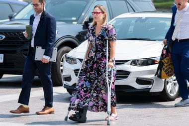 Sen. Kyrsten Sinema, D-Ariz., is seen outside the U.S. Capitol before the Senate passed the Infrastructure Investment and Jobs Act on Tuesday, August 10, 2021.
