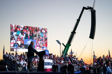 Former US President Donald Trump speaks at a rally on September 25, 2021 in Perry, Georgia.