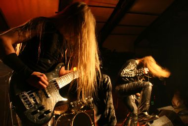 Black metal band on stage