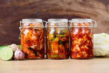 Various kimchi in jars