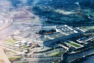 Aerial view of the Department of Defense, the cornerstone of United States defense