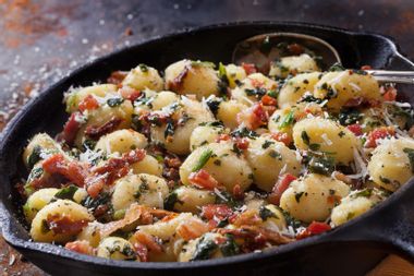 Gnocchi with Crispy Pancetta, Sun dried Tomatoes and Spinach