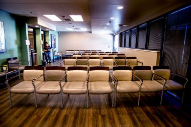Empty waiting room at Womens Reproductive Services clinic