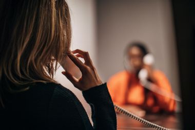 Woman visiting a prisoner