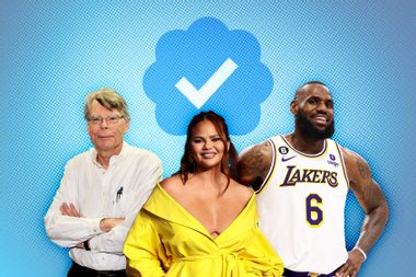 Stephen King, Chrissy Teigen and LeBron James; Twitter Blue Checkmark