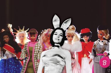 Gloria Steinem Wearing Playboy Bunny Costume; Barbies