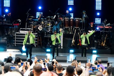 Musicians Mr Dalvin, K-Ci and JoJo of Jodeci perform onstage during Juneteenth: A Global Celebration For Freedom at The Greek Theatre on June 19, 2023 in Los Angeles, California.