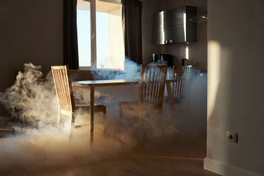 Kitchen filled with smoke