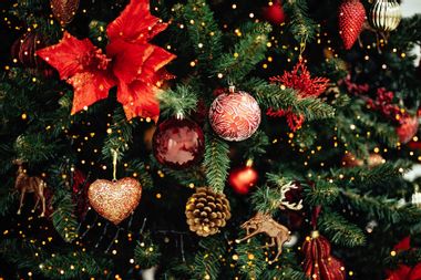 Closeup of Decorated Christmas tree