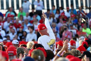 supporter cheers during a rally for President Donald Trump
