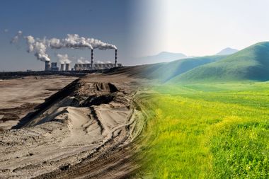 Industrial Wasteland VS Natural Green Field
