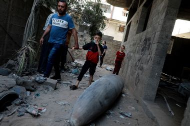 unexploded bomb dropped by an Israeli F-16 Gaza
