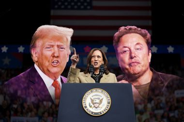 Donald Trump, Kamala Harris and Elon Musk