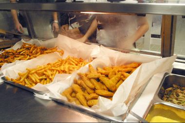 School cafeteria lunch tray chicken nuggets fries