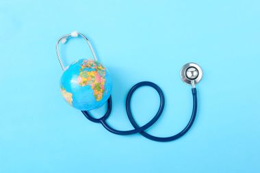 Globe on a stethoscope