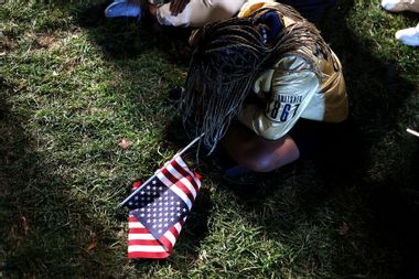 Kamala Harris supporter election night reaction american flag
