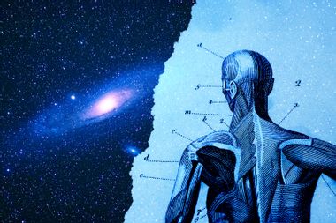 The Andromeda galaxy and an anatomy engraving