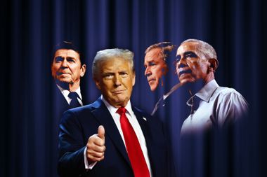 Ronald Reagan, Donald Trump, George W, Bush and Barack Obama