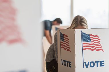 Woman voting on election day