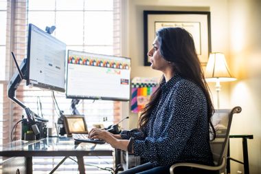 Woman working in home office