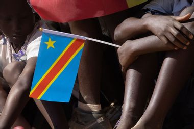 DRC Democratic Republic of Congo child holding flag