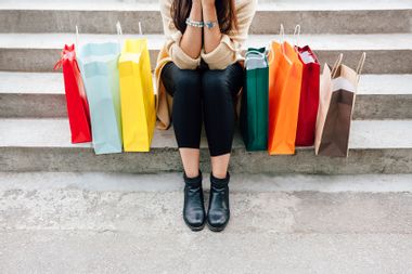 Woman with colorful shopping bags
