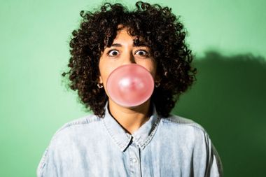 Blowing Pink Bubble Gum Bubble