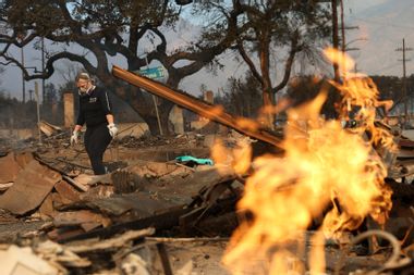 Resident inspect house remains after Eaton Fire California