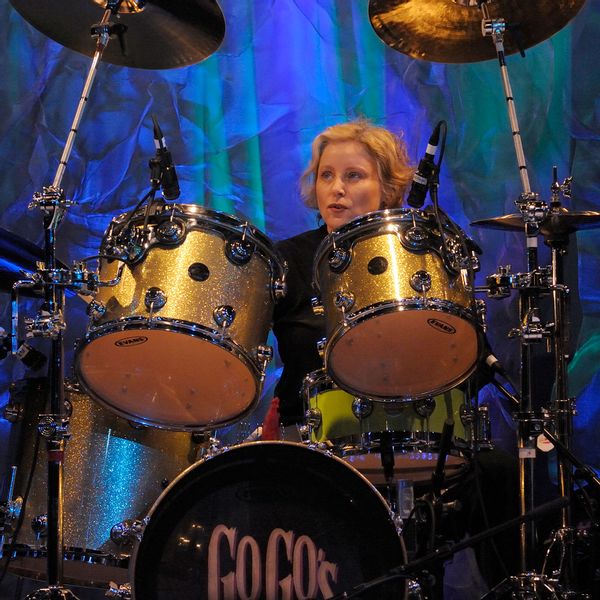 Gina Schock of The Go-Go's on the drums