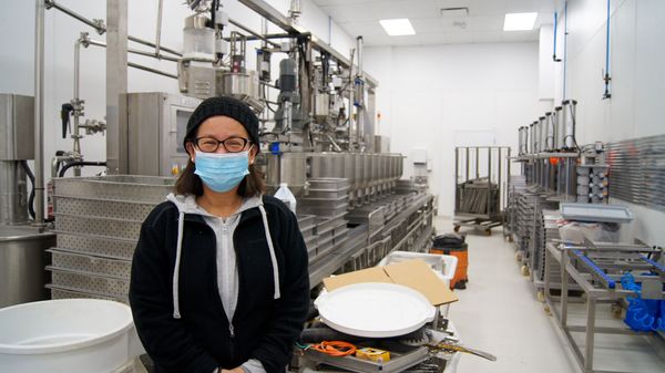 Owner Jenny Yang at her new factory under construction