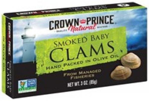 Crown Prince Natural Smoked Baby Clams in Olive Oil