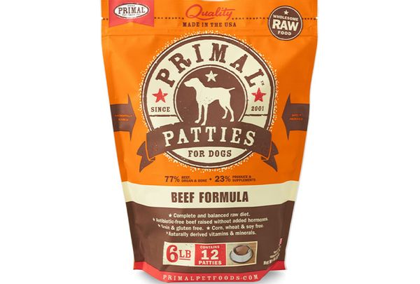 Raw Frozen Primal Patties for Dogs Beef Formula