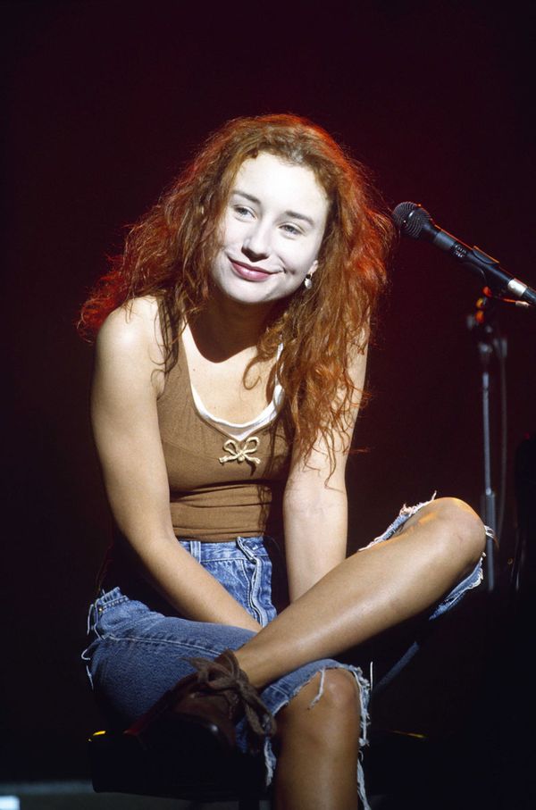 Tori Amos, posed onstage