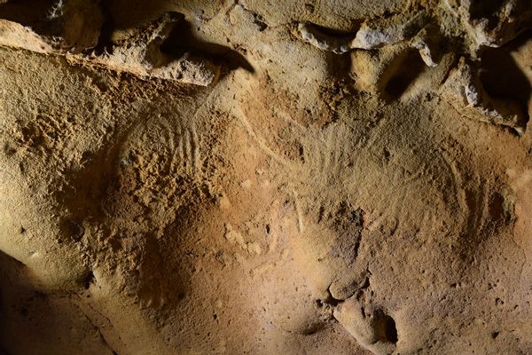 Neanderthal engravings on cave walls