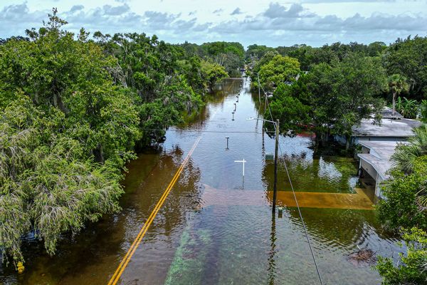 Hurricane Idalia flooded street in New Port Richey, Florida