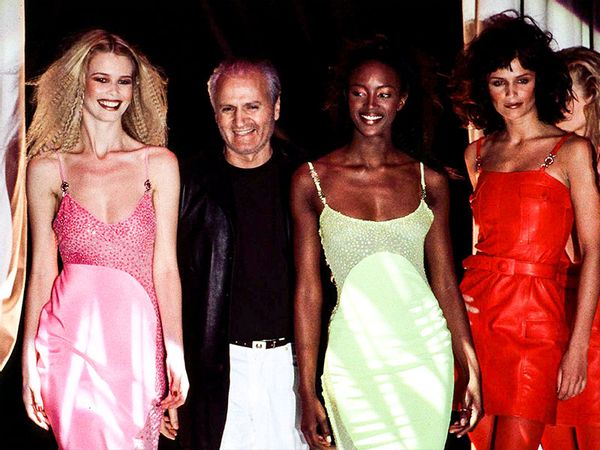 Claudia Schiffer; Gianni Versace; Naomi Campbell; Helena Christensen