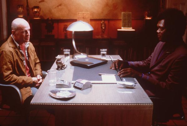 Bruce Willis and Samuel L. Jackson in "Unbreakable"