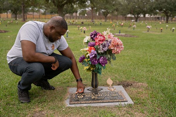 Hope visits his wife's gravesite in Pearland, Texas.