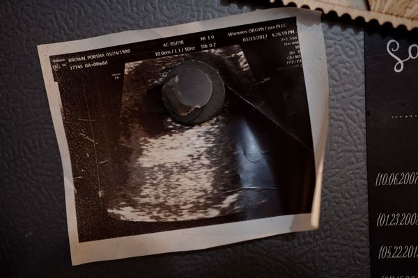 sonogram of Porsha's firstborn on the fridge