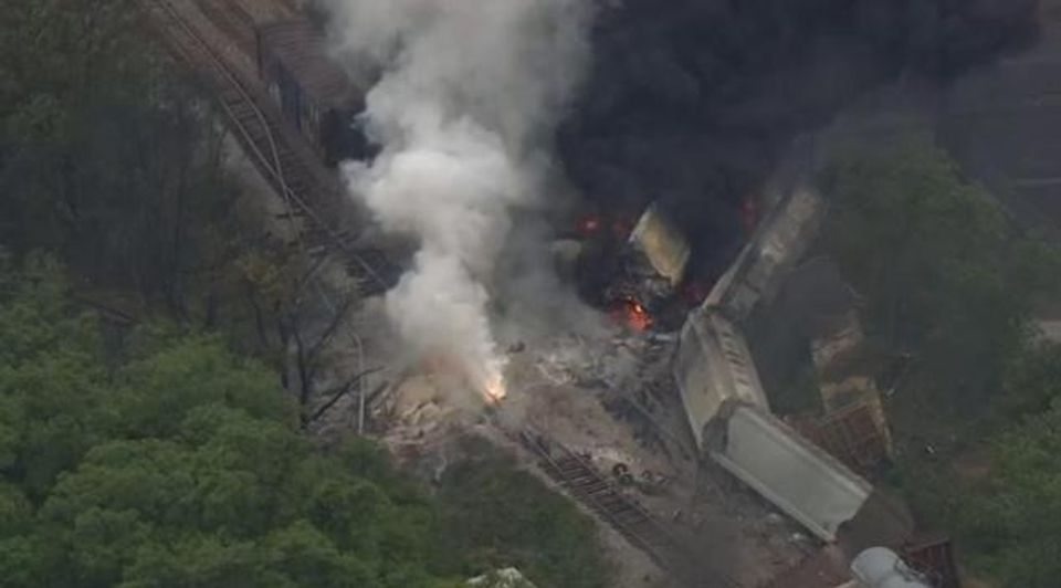 Train derailed in Maryland, explosion reported
